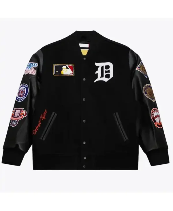 Detroit Tigers Logo Vintage Black Wool Varsity Jacket