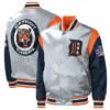 Detroit Tigers Starter Gray Satin Varsity Jacket