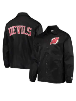 Devils Black Starter Full Snap Varsity Jacket