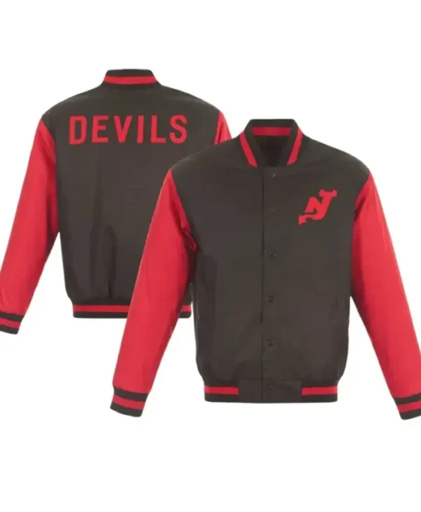 Devils Red And Black Wool Varsity Jacket