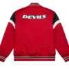Devils Red Satin Varsity Jacket Back