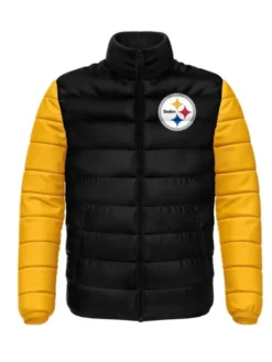 Donna Pittsburgh Steelers Black Full Zip Puffer Jacket