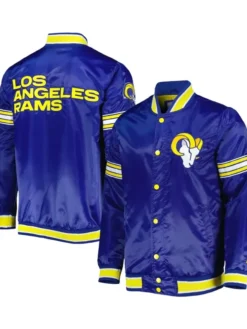 Douglas Los Angeles Rams Blue Satin Varsity Jacket