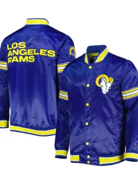 Douglas Los Angeles Rams Blue Satin Varsity Jacket