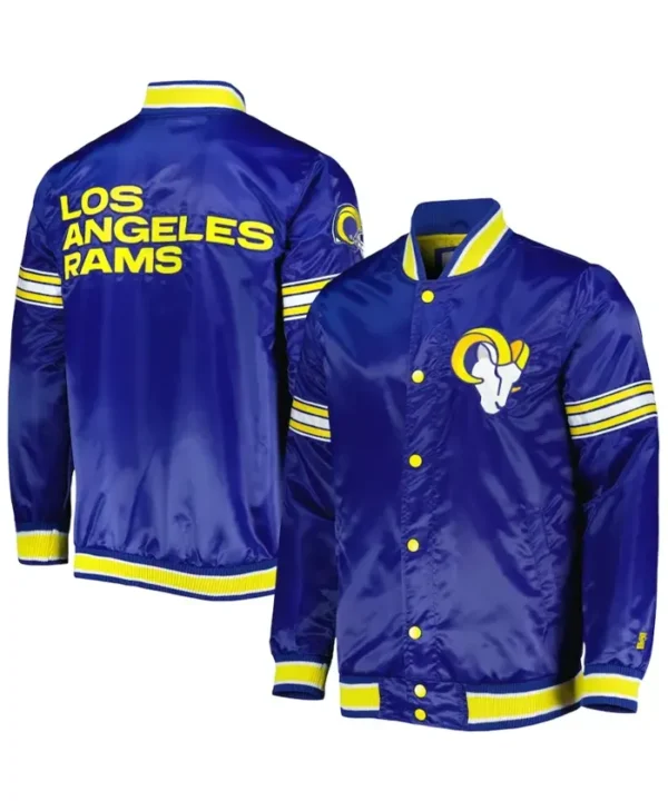 Douglas Los Angeles Rams Blue Satin Varsity Jacket