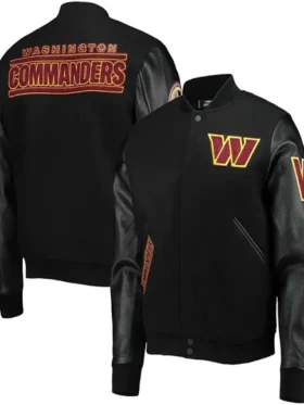 Dusty Washington Commanders Black Wool Varsity Jacket