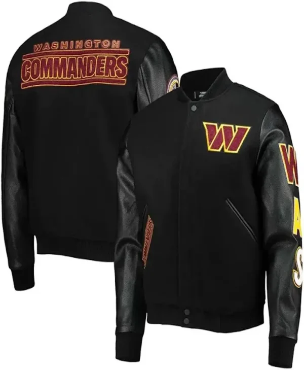 Dusty Washington Commanders Black Wool Varsity Jacket