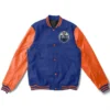Edmonton Oilers Blue And Orange Wool Varsity Jacket