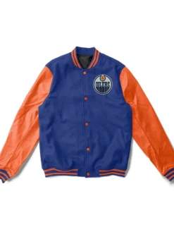 Edmonton Oilers Blue And Orange Wool Varsity Jacket