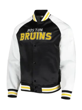 Enos Boston Bruins Prime Time Black And White Satin Jacket