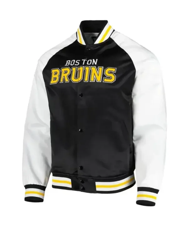 Enos Boston Bruins Prime Time Black And White Satin Jacket
