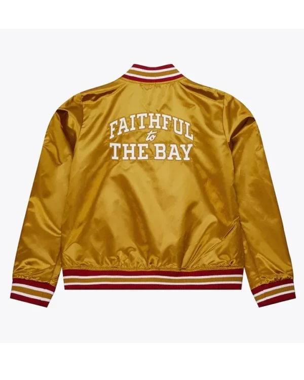 Estella San Francisco 49ers Faithful to The Bay Gold Satin Jacket Back