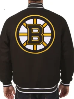Euna Boston Bruins Bomber Black Wool Varsity Bomber Jacket