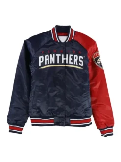 Florida Panthers Hometown Blue And Red Satin Varsity Jacket