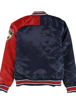 Florida Panthers Hometown Blue And Red Satin Varsity Jacket Back