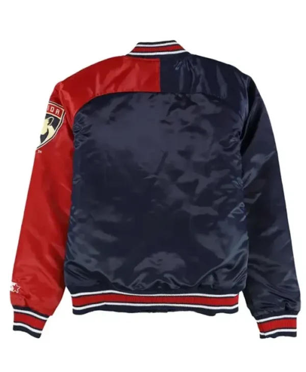 Florida Panthers Hometown Blue And Red Satin Varsity Jacket Back