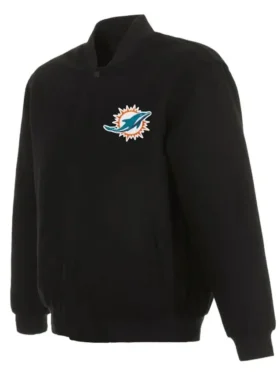 Gideon Miami Dolphins Black Zip Bomber Jacket