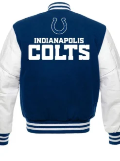 Gislason Indianapolis Colts Blue and White Wool Jacket Back