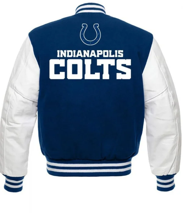 Gislason Indianapolis Colts Blue and White Wool Jacket Back