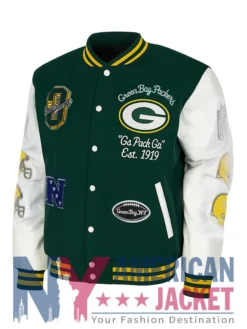 Green Bay Packers Aparecida Green Wool Varsity Jacket