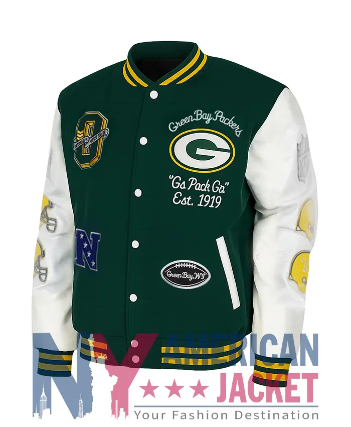 Green Bay Packers Aparecida Green Wool Varsity Jacket