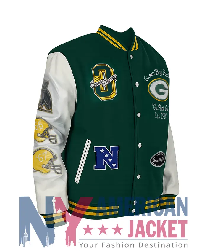 Green Bay Packers Aparecida Wool Green Varsity Jacket