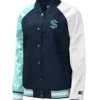Greenfelder Seattle Kraken Full Snap Satin Varsity Jacket