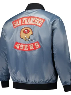 Harvey San Francisco 49ers Charcoal Satin Bomber Jacket Back