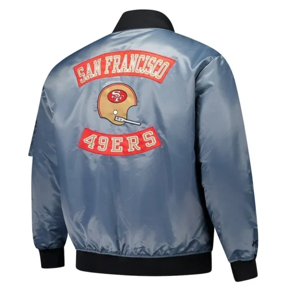 Harvey San Francisco 49ers Charcoal Satin Bomber Jacket Back
