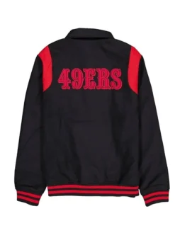 Hobbs San Francisco 49ers Black And Red Varsity Jacket Back