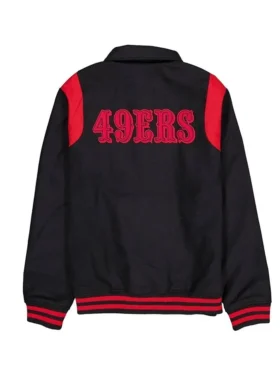 Hobbs San Francisco 49ers Black And Red Varsity Jacket Back