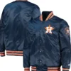 Houston Astros Navy Blue Full Snap Varsity Satin Jacket