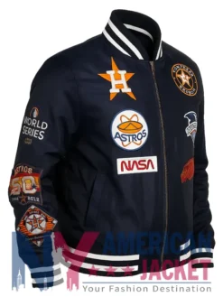 Houston Astros Navy Blue Satin MA-1 Bomber Jacket