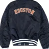 Houston Astros Navy Blue Satin MA-1 Bomber Jacket Back