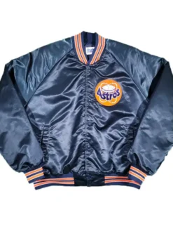 Houston Astros Navy Blue Vintage Satin Varsity Jacket
