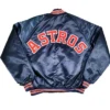 Houston Astros Navy Blue Vintage Satin Varsity Jacket Back