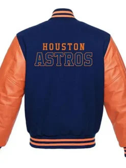 Houston Astros Navy Blue Wool Varsity Jacket Back