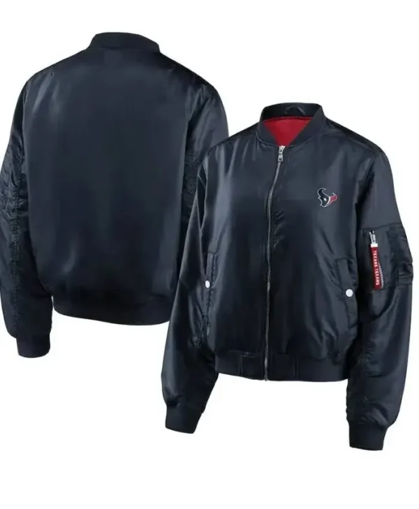 Carlos Houston Texans Black Zip Bomber Jacket