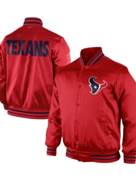 Houston Texans NFL Red Satin Varsity Jacket