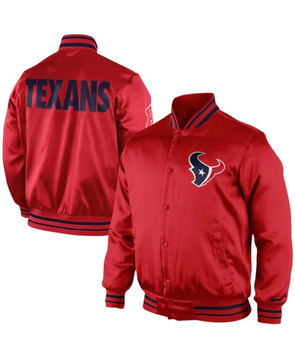 Houston Texans NFL Red Satin Varsity Jacket