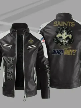 Ignacio New Orleans Saints Black Leather Jacket