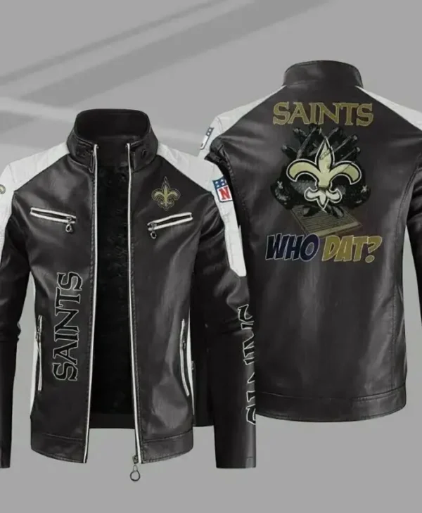 Ignacio New Orleans Saints Black Leather Jacket
