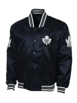 Jacey Toronto Maple Leafs Navy Black Button Up Varsity Jacket