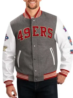 Janis Eaton San Francisco 49ers Gray Wool Varsity Jacket