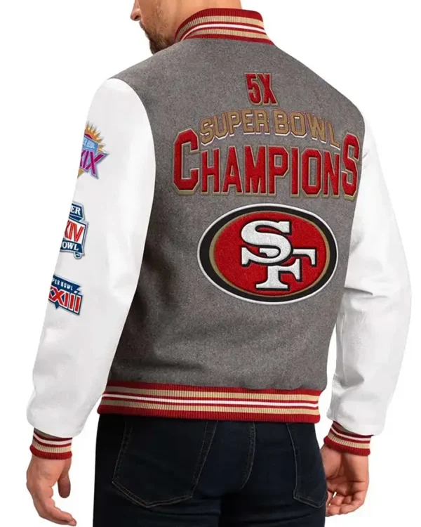 Janis Eaton San Francisco 49ers Gray Wool Varsity Jacket Back