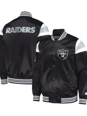 Josue Mills Las Vegas Raiders Black Satin Varsity Jacket