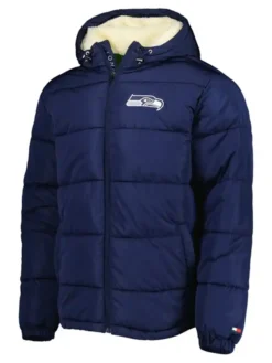 Julie Seattle Seahawks Navy Puffer Hooded Jacket