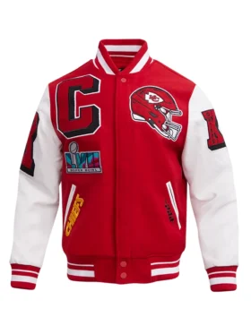 KC Chiefs Men’s Rib Red Wool letterman Jacket