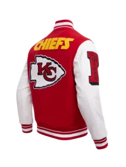 KC Chiefs Mens Rib Red Wool letterman Jacket Back