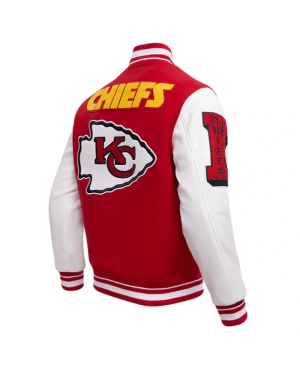 KC Chiefs Men’s Rib Red Wool letterman Jacket Back
